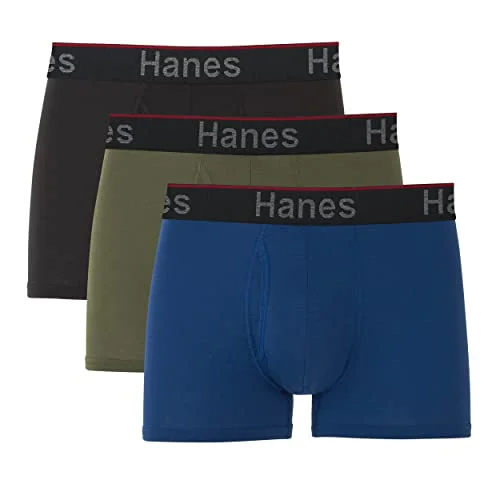 3-Pack Hanes Total Support Pouch Men's Boxer Brief Underwear - Black/Blue, Large