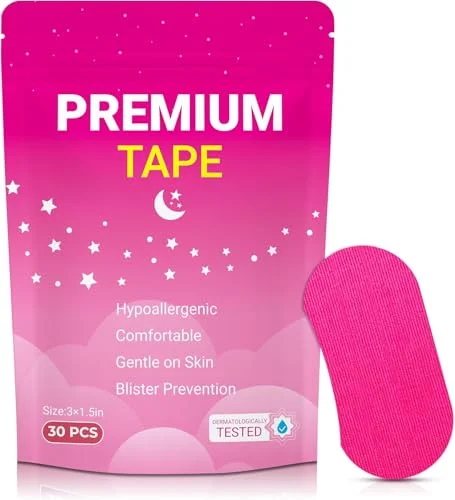 30 Pcs Pink Premium Strip Hypoallergenic Painless Strong Adhesive Tape for Sleeping, Books, Bowling, Heel
