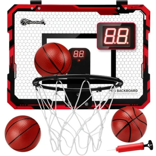 Ayieyill Mini Over the Door Basketball Hoop Set with 3 Balls - Automatic Scoring Basketball Toy