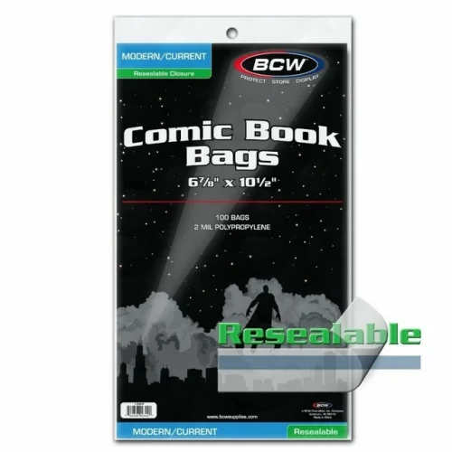 100 BCW Current Modern Comic Book Bags Resealable Protectors 2 Mil Poly Holders