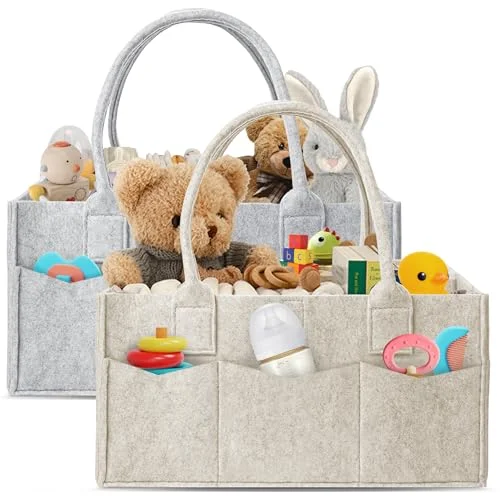 2-Pack Diaper Caddy Organizer - Nursery & Car Storage Bin for Diapers, Wipes, and Baby Essentials
