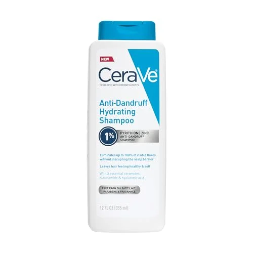 CeraVe Hydrating Anti Dandruff Shampoo with Pyrithione Zinc, Ceramides, Niacinamide & Hyaluronic Acid, 12 Oz