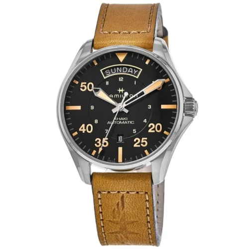 New Hamilton Khaki Aviation Pilot Day Date Auto Black Men's Watch H64645531