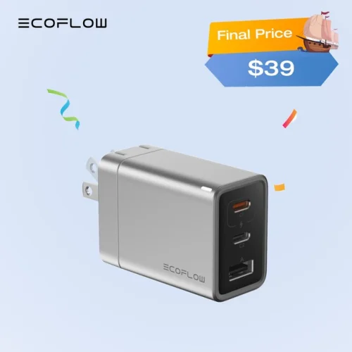 EcoFlow RAPID 65W GaN USB Type C Charger Block Plug Power Adapter with Cable