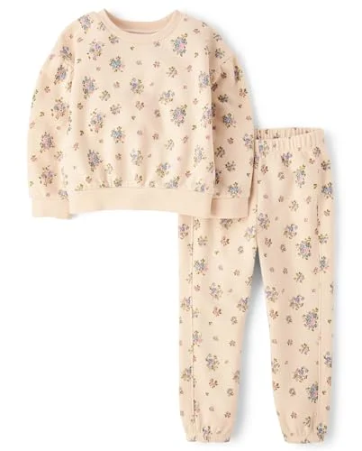 The Children's Place Baby Girls & Toddler Long Sleeve Active Shirt and Pant 2 Piece Outfit, 4 Years