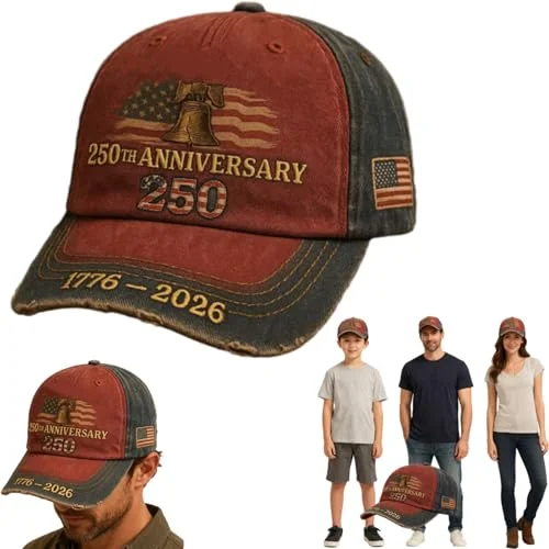 United States 250th Anniversary Red Cap, Patriotic Baseball Cap, Adjustable Retro Embroidered Hat