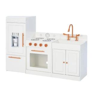 Teamson Kids Little Chef Paris Modular Contemporary Interactive Wooden Play Kitchen with Refrigerator