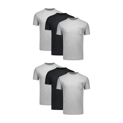 6-Pack Hanes Men's Pocket T-Shirt Stay-Tucked Soft Cotton Undershirts, Assorted Pocket Tees