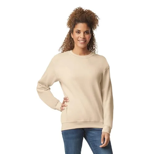 Gildan Unisex Adult Fleece Crewneck Sweatshirt, Style G18000, Sand (1-Pack)