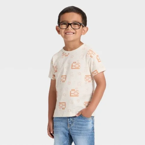 Toddler Boys' Short Sleeve Relaxed T-Shirt - Cat & Jack™ Beige 12M