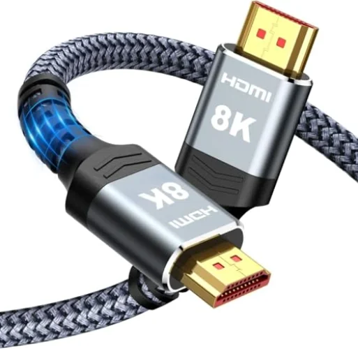 Highwings 8K HDMI Cable, 5.02ft, Ultra High Speed Braided Cord for PS5, Monitor, PC