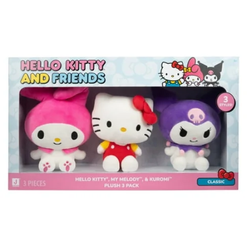 Sanrio Hello Kitty & Friends Classic 8-Inch Plush 3-Pack – Hello Kitty, My Melody & Kuromi