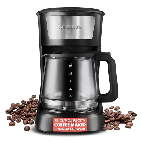 Gourmia 12-Cup Drip Coffee Maker with One-Touch Operation, Pause & Serve, and Keep Warm Function