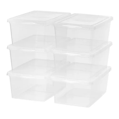 Set of 6 Mainstays 17 Qt. (4.25 gal.) Plastic Stackable Closet Storage Boxes, Clear