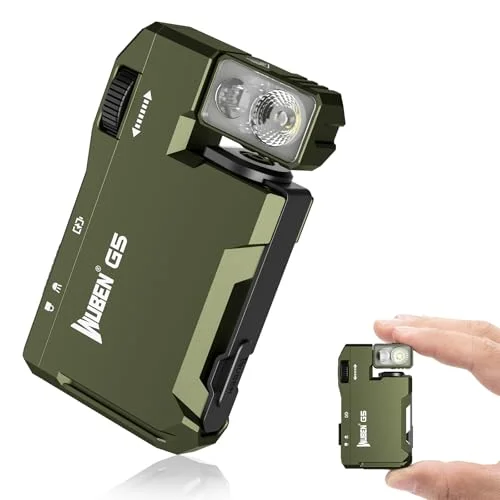 WUBEN G5 Rechargeable EDC Flashlight, 400 Lumens, IP68 Waterproof, Magnetic, Mini Keychain Flashlight (Green)