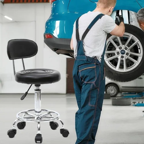 Rolling Garage Stool Adjustable Mechanic Work Shop Seat with Casters Salon Chair