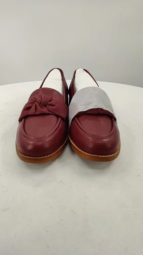 Quince Women's Italian Leather Bow Penny Loafer Red Shoes 10
