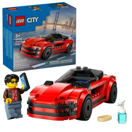 LEGO City Red Sports Car Building Toy for Kids Ages 5+ - Includes Minifigure & 109 Pieces - 60448