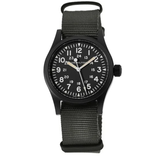 New Hamilton Khaki Field Mechanical Black Dial Fabric Men's Watch H69409930