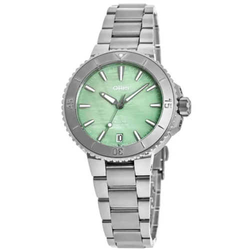 New Oris Aquis Date Green Mother of Unisex Watch 01 733 7770 4157-07 8 18 05P