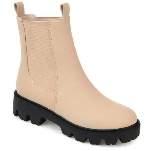 Journee Collection Women's Ivette Pull On Block Heel Booties Tan 11