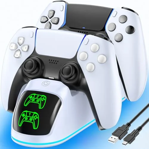 Controller Charger Dock Station for PS5 Dualsense & Edge with RGB Light and Cable
