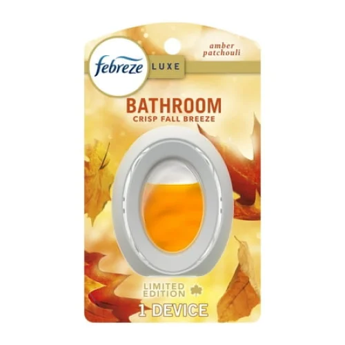 Febreze Bathroom Air Freshener, Crisp Fall Breeze Scent, 1 Count - Odor Fighting for Small Spaces