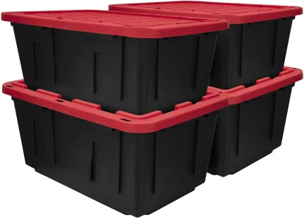 TnLoji 27 Gallon Large Plastic Storage Bin (4 Pack)