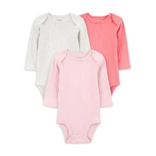 3-Pack Carter's Child of Mine Baby Girl Bodysuits, Sizes Preemie-18 Months, Long Sleeve