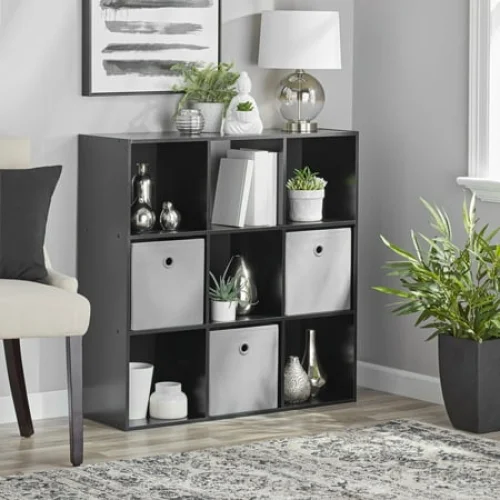 Mainstays 9 Cube Storage Organizer, Black - Perfect for Office Supplies, Books, and More!