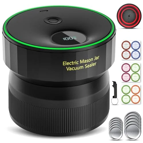 2025 Upgraded Mason Jar Vacuum Sealer, Electric for Regular & Wide Mouth Canning Jars, Portable