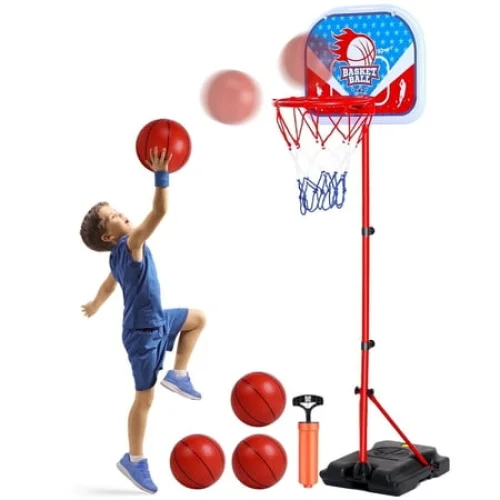 Kids Basketball Hoop Adjustable Height 2.9-6.2 ft, Portable Indoor Outdoor Toddler BasketBall Goal Toys Gift