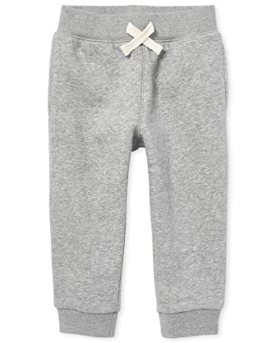 The Children's Place Baby Toddler Boys Active Fleece Jogger Pants, Smoke Gray, 4T