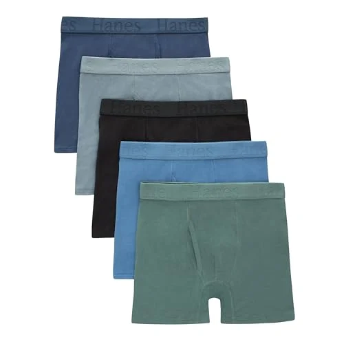 5-Pack Hanes Ultimate Boys' Originals SuperSoft Boxer Briefs, Viscose from Bamboo Underwear