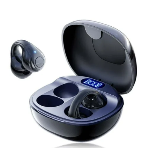 VEAT00L Open-Ear Headphones, Wireless Clip On Earbuds with Digital Display Charging Case