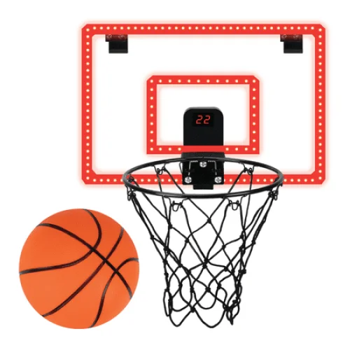 MinnARK Battery-powered Over-the-Door Basketball Hoop with LED Lights and Sound Effects for All Ages