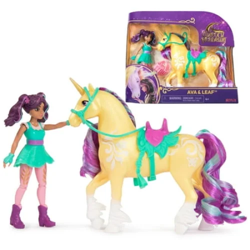 Unicorn Academy Ava & Leaf with 2 Riding Accessories - Toys for Girls Ages 4+