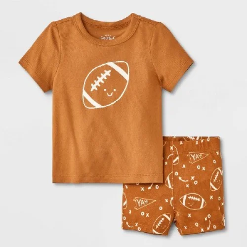 Baby 2pc Tiny Tailgator T-Shirt and Bloomer Set - Cat & Jack™ Brown 0-3M