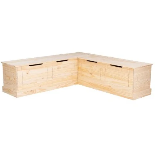 Linon Tobin Traditional Solid Wood Lift-Top Banquette with Storage - Unfinished Pine, 600lb Capacity