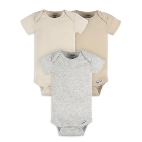 3-Pack Gerber Baby Boy or Girl Unisex Short Sleeve Bodysuits, Preemie - 24 Months, 100% Cotton