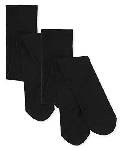 2-Pack Children's Place Girls Tights, Black, Size 6-7 US