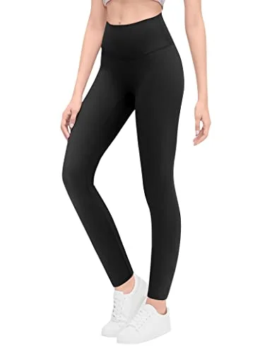 Girls' Solid Black Slim Stretch Athletic Compression Yoga Pants for Teen Running Gym, Size 12-13 Years
