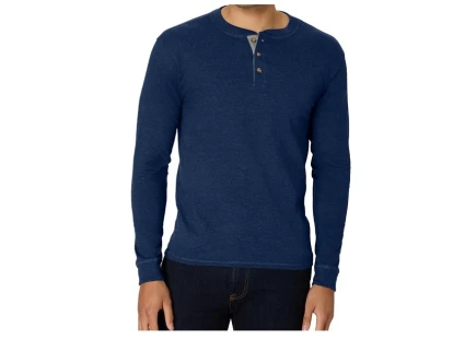 Hanes T Beefyt Henley, Men's Cotton Long Sleeve Shirts (Navy Heather)