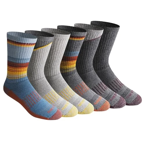 6, 12, or 18 Pairs Dickies Men's Dri-Tech Original Moisture Control Crew Socks, Blue Assort, Large