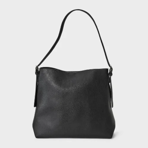 Bucket Shoulder Bag - Universal Thread™ Black: Adjustable Strap, Woven Design