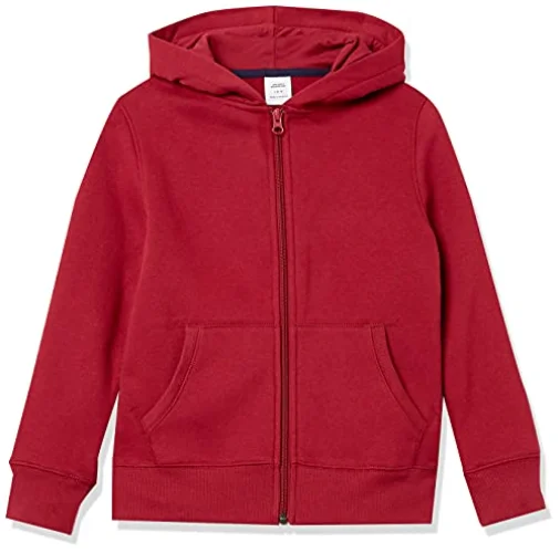 Boys' Maroon Fleece Zip-Up Sweatshirt by Amazon Essentials, 2T