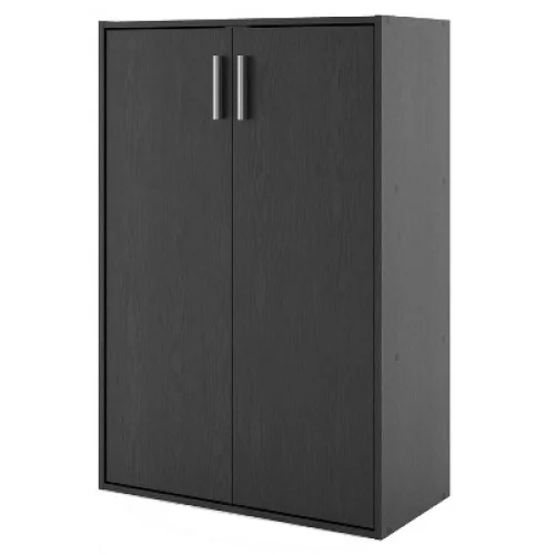 24/7 Shop At Home 35" Silkpath Modern 3 Tier Stackable 2 Door Modular Bookcase Black