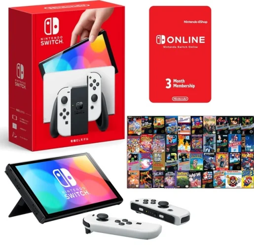 New Nintendo Switch OLED 64GB White Joy-Con + 3 Month Online Membership
