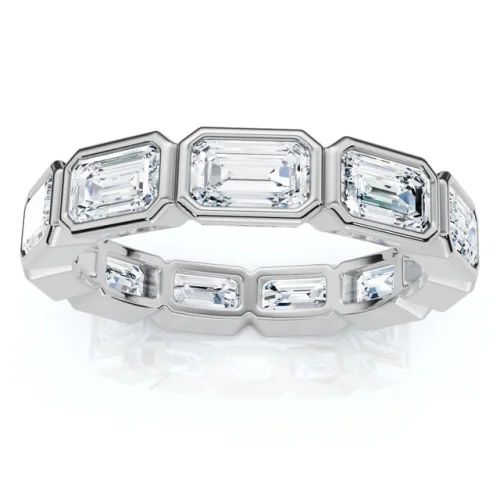 3Ct Emerald Cut Diamond East West Eternity Ring 14k Gold or Platinum Lab Grown