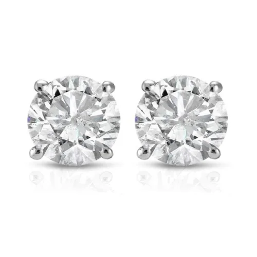 1 Ct TDW Round Cut 14K White Gold Diamond Stud Earrings IGI Certified
